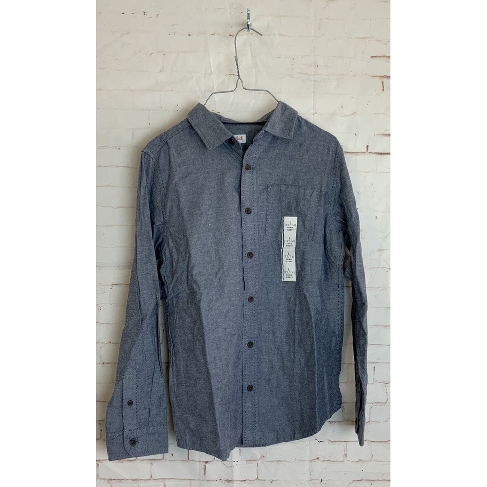 Cat & Jack Boys Blue Collared Button Down Shirt Size L (12/14)